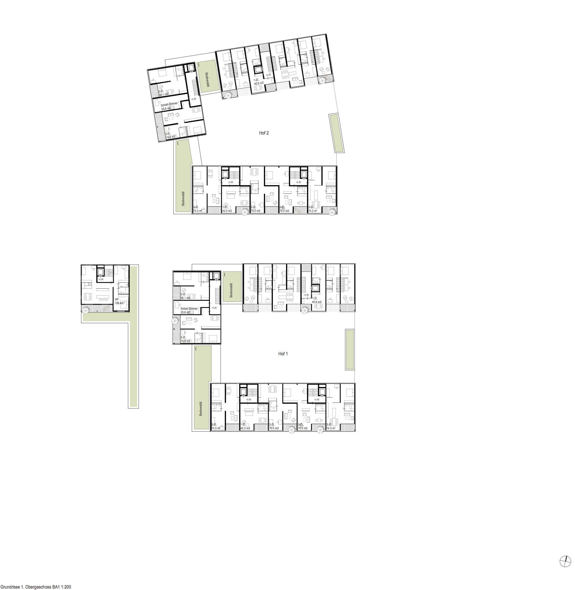Grundriss 1. Obergeschoss BA1 1:200